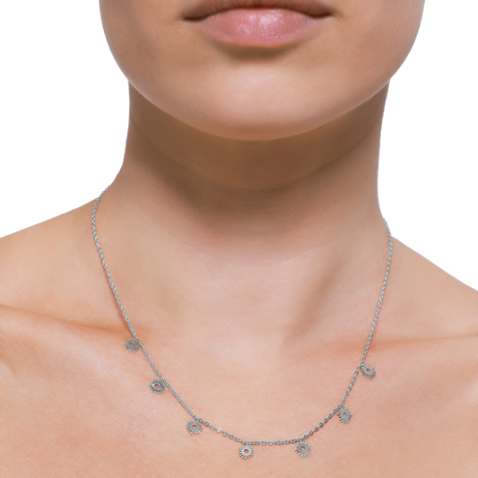 Elegante Damen Halskette in Silber mit filigranen Anhängern