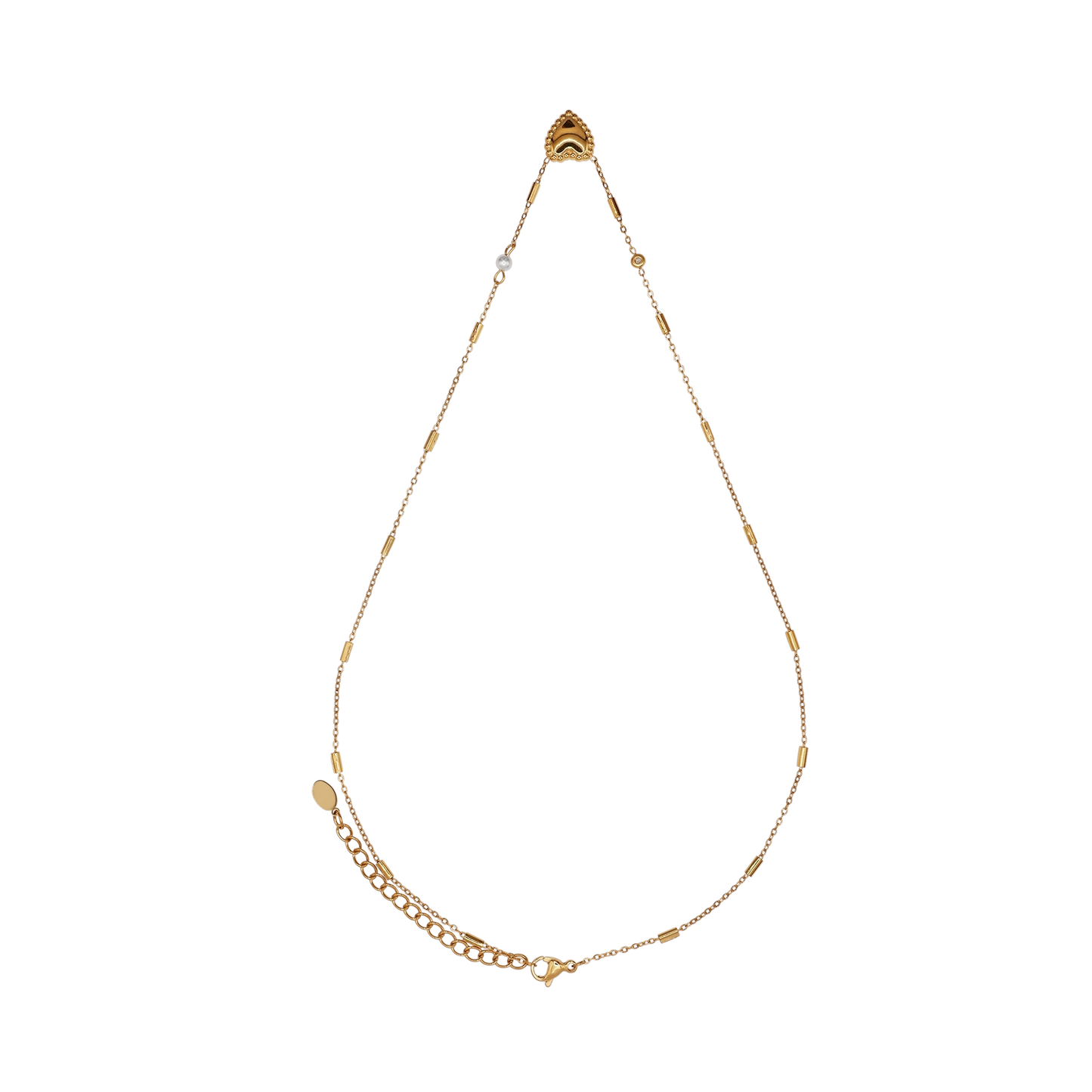 Halskette Damen Edelstahl Ludovica in Gold mit Herz und Perle - mit gratis Geschenkbox