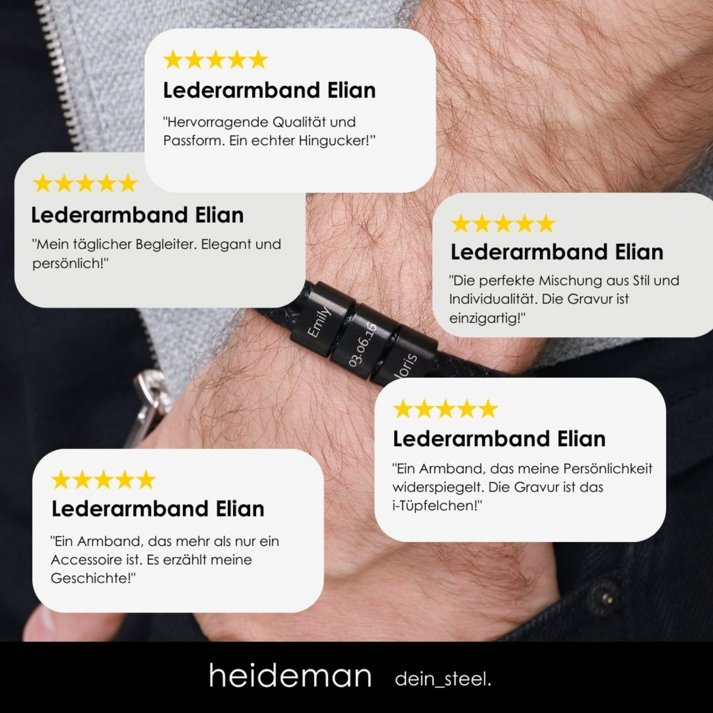 Lederarmband Elian - 3 Elemente