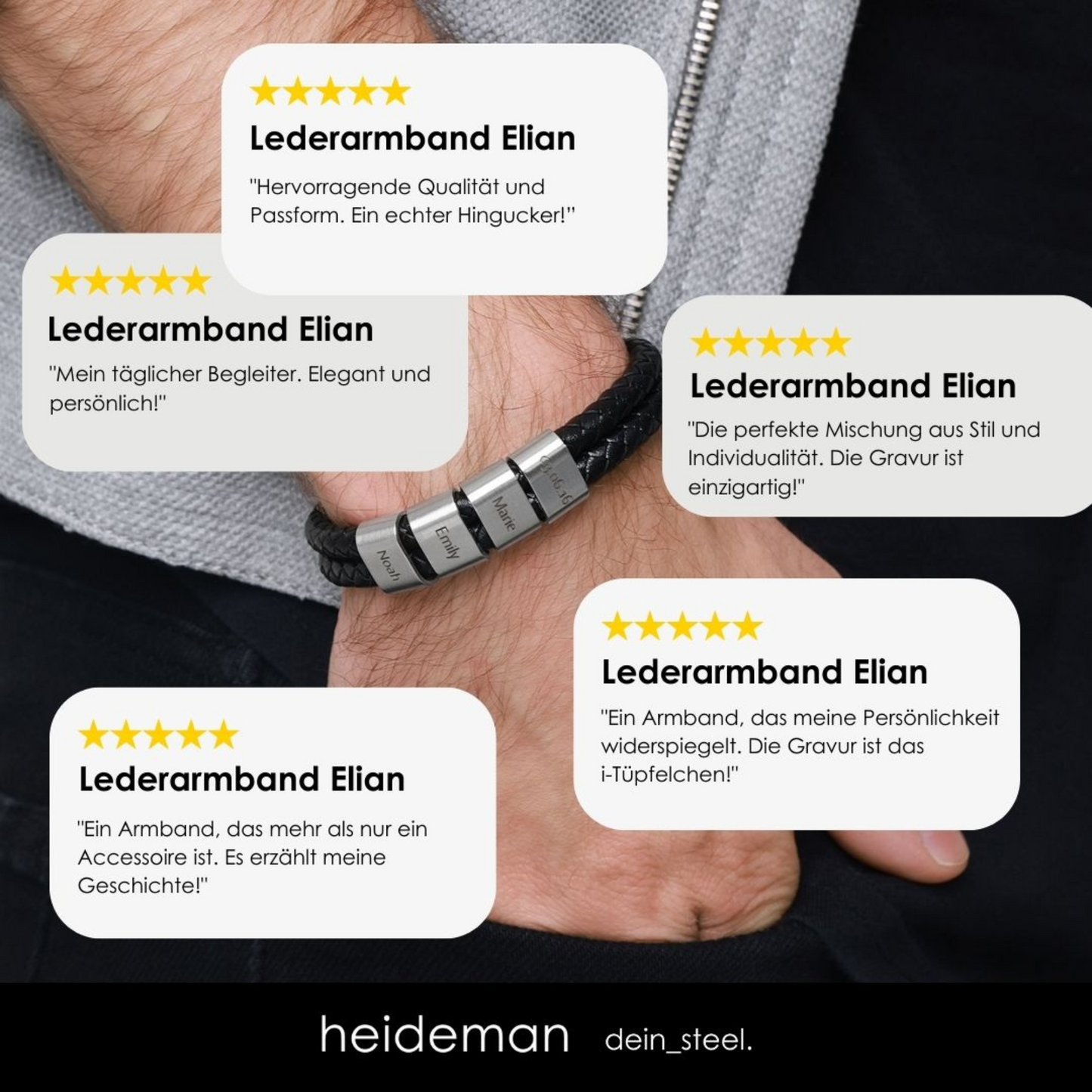 Lederarmband Elian - 4 Elemente