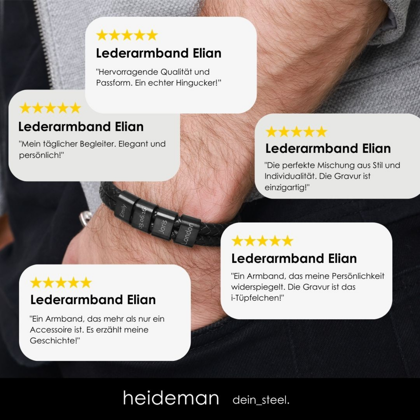 Lederarmband Elian - 4 Elemente