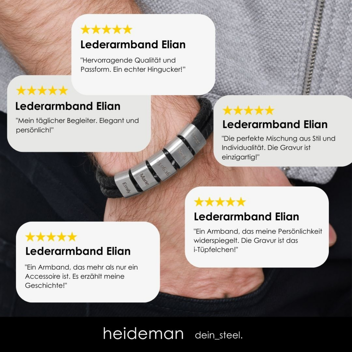 Lederarmband Elian - 5 Elemente