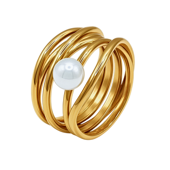 Damenring Serpens gold mit Perle weiß