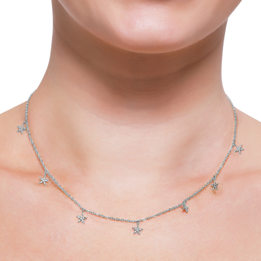 Elegante Sternanhänger Halskette aus Sterlingsilber Damen