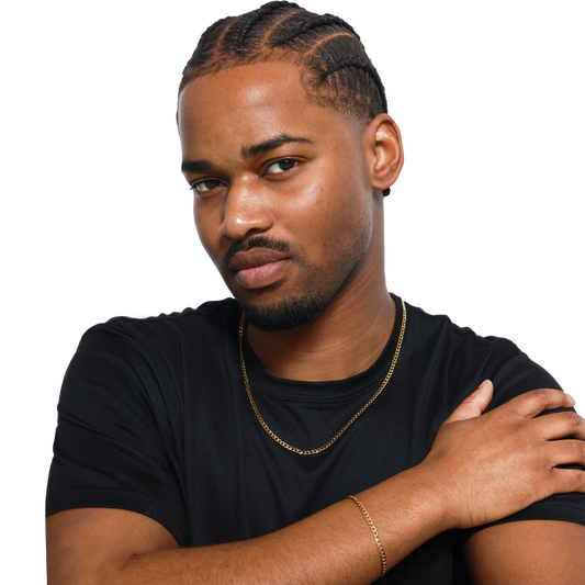 Moderner urbaner Look mit Cornrows und Goldschmuck