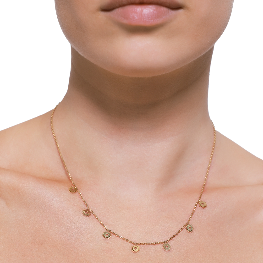 Elegante Goldkette mit Sonnenanhängern für Damen