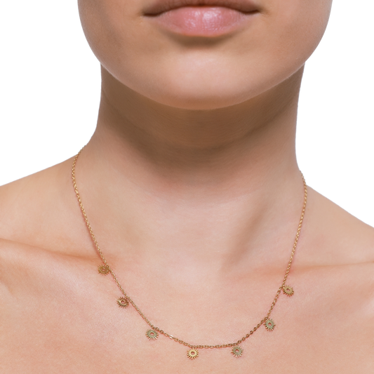 Elegante Goldkette mit Sonnenanhängern für Damen