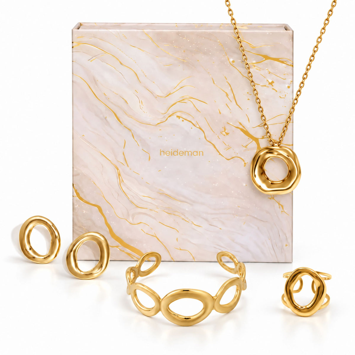 Schmuckset Damen Edelstahl – Adventsbox Aura in Gold, Produktbild