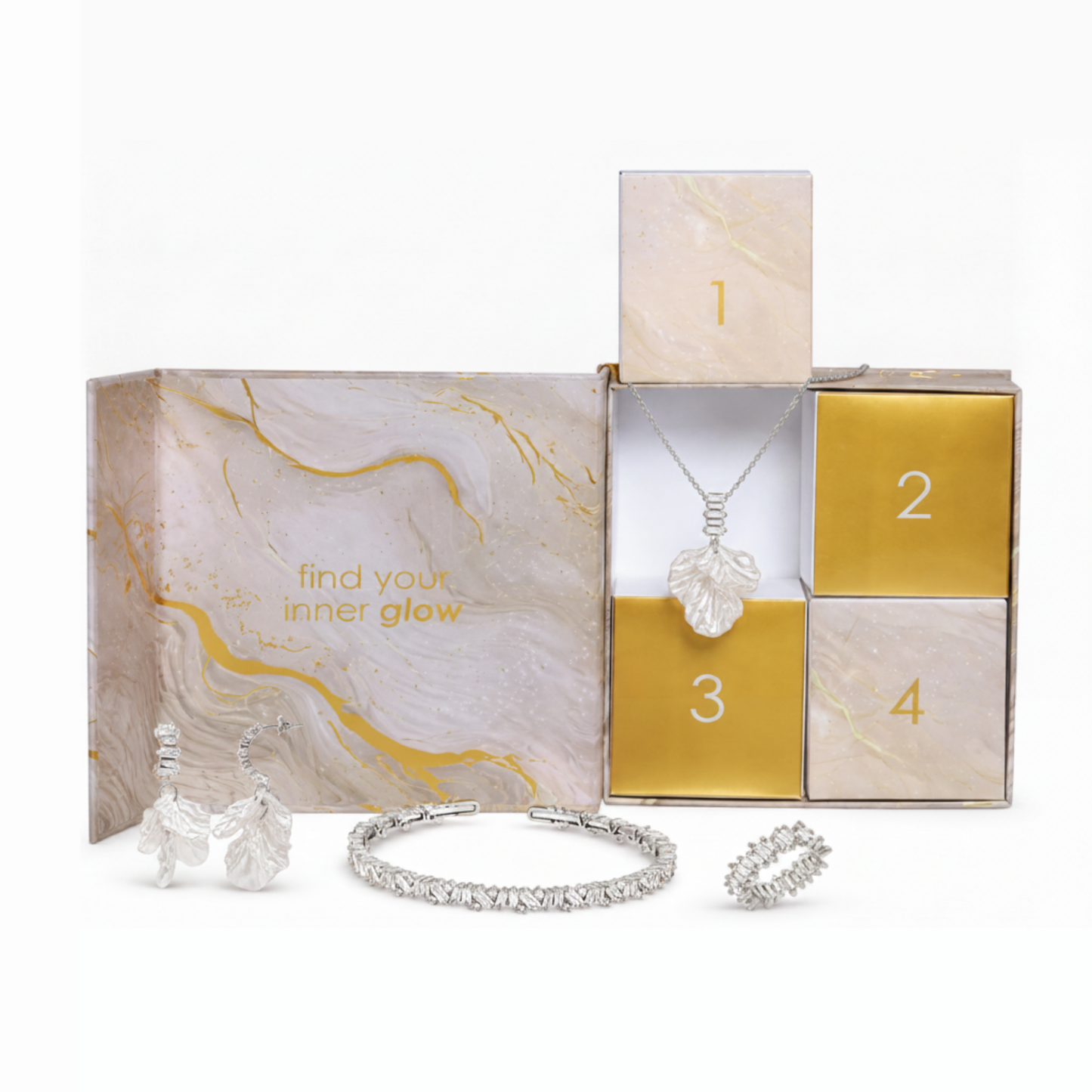 Schmuckset Damen Edelstahl Celeste in Silber – gestylt getragen