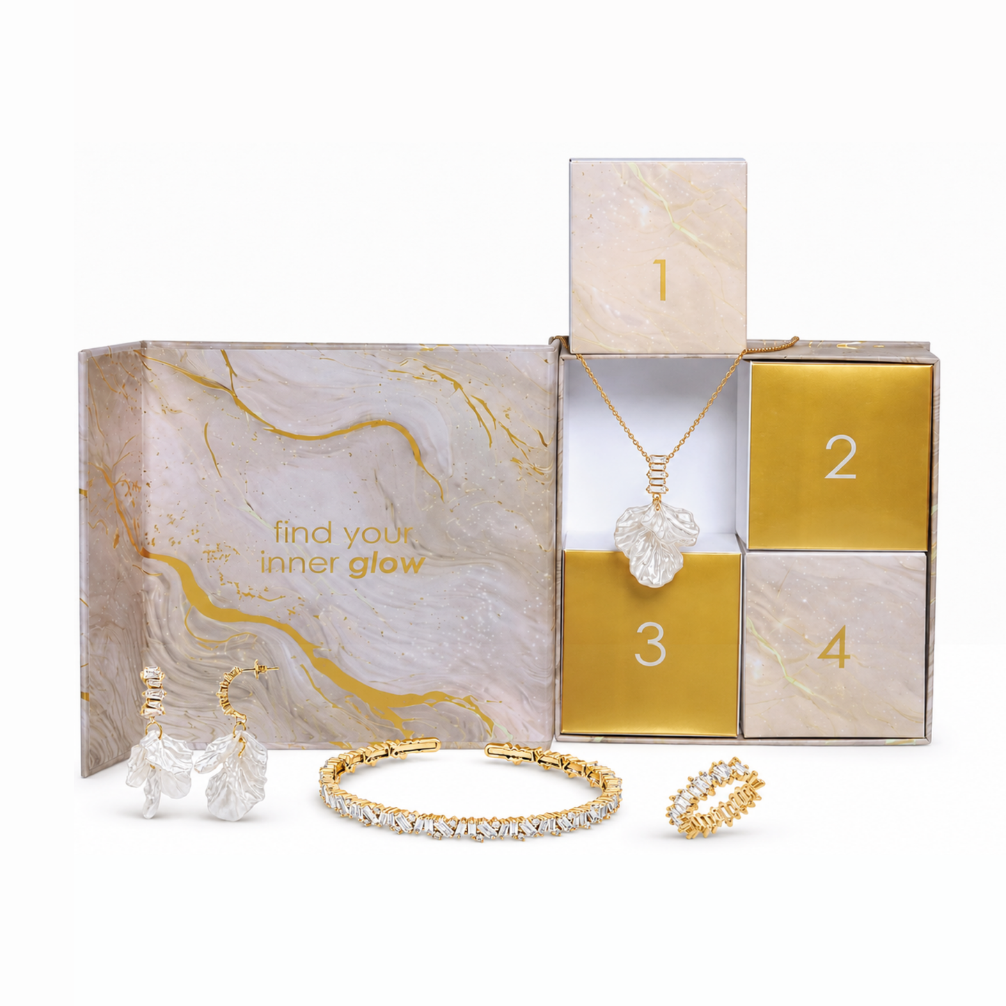 Schmuckset Damen Edelstahl Celeste in Gold – gestylt getragen