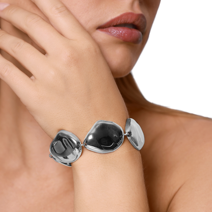 Armband Damen Edelstahl Clarice in Silber, Detail der Kieselstein-Glieder