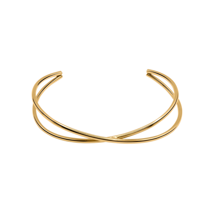 Armband Damen Edelstahl Dafne in Gold mit gekreuzten Baendern - Produktbild