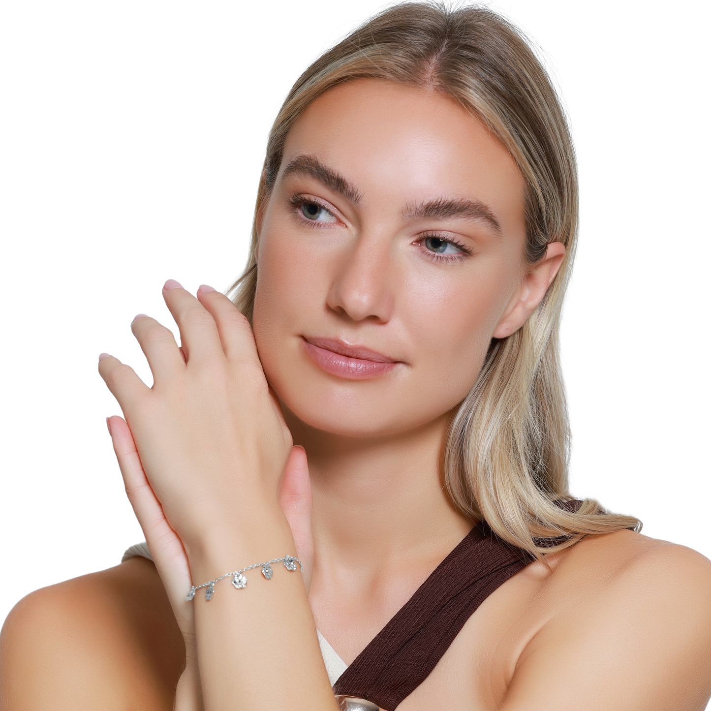 Armband Damen Edelstahl Celeste in Silber - getragen am Handgelenk