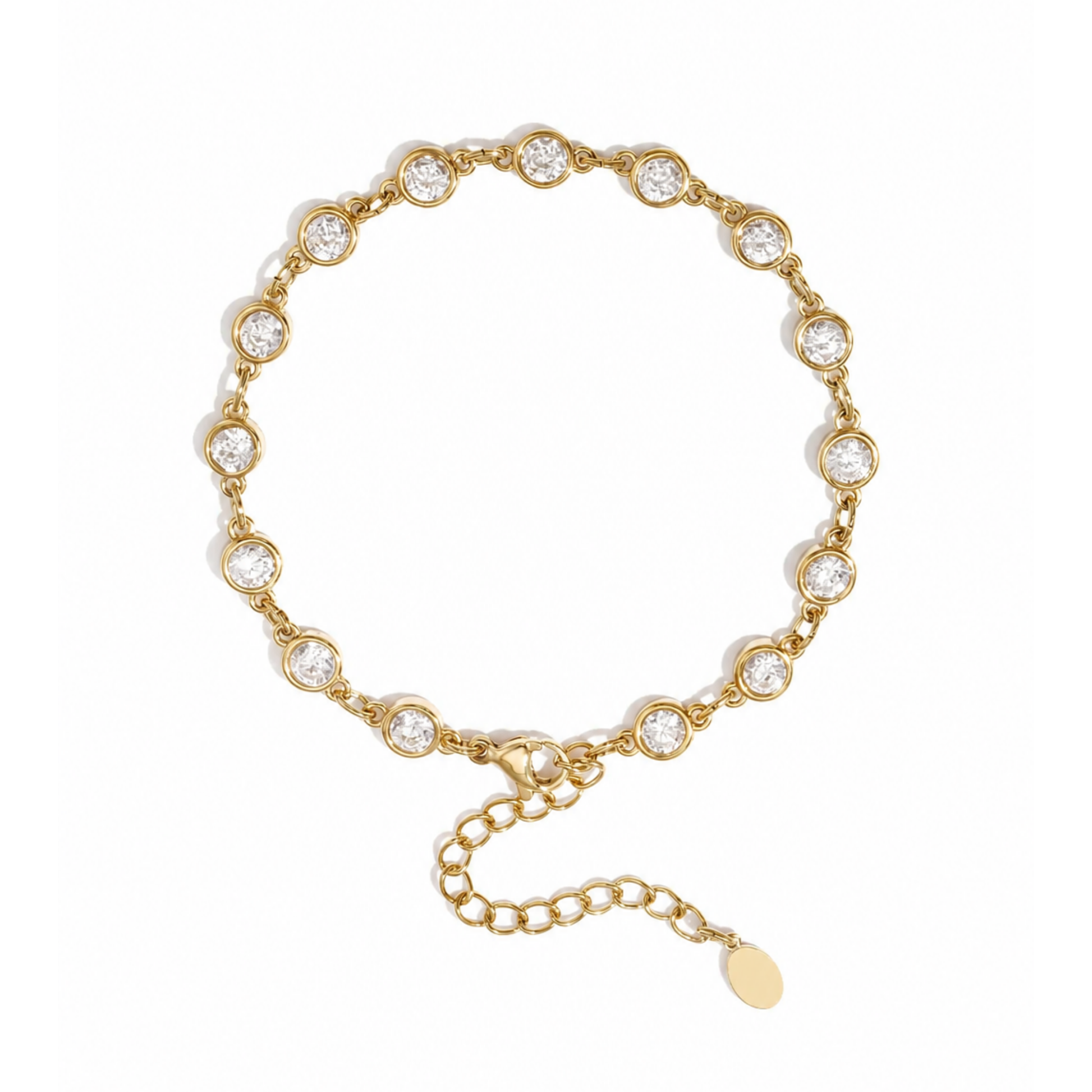 Armband Damen Gold Rosalie in Gold gestylt als Teil eines Schmucklooks