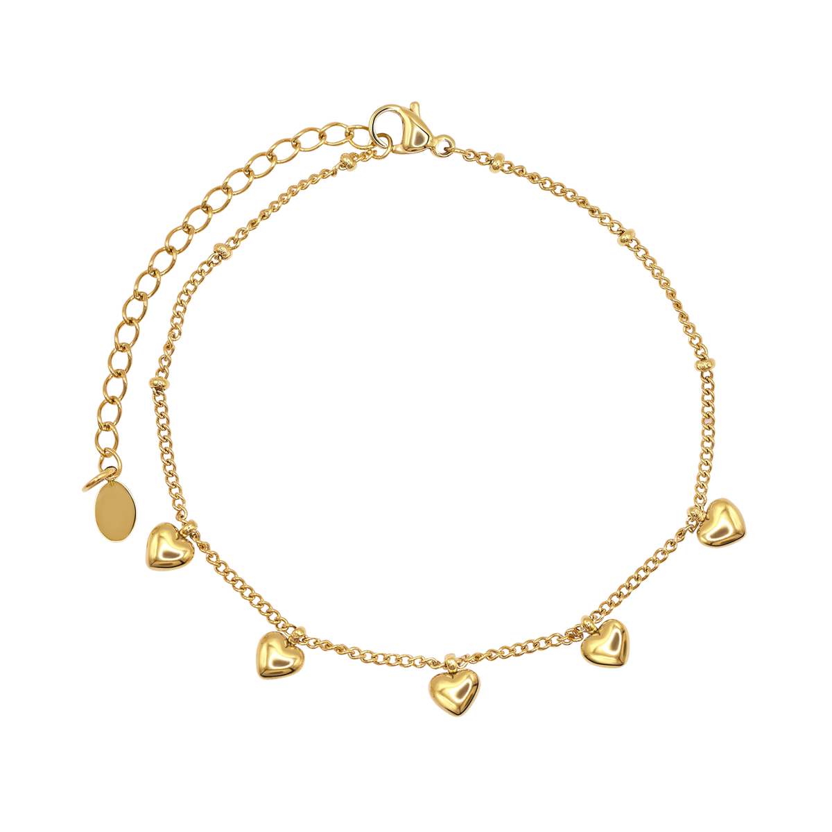Armband Damen Edelstahl Valerie in Gold mit Herzanhaengern - Produktbild