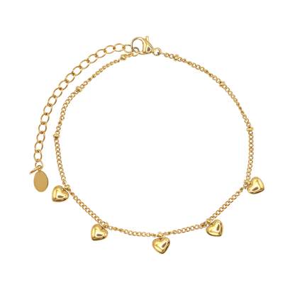 Armband Damen Edelstahl Valerie in Gold mit Herzanhaengern - Produktbild