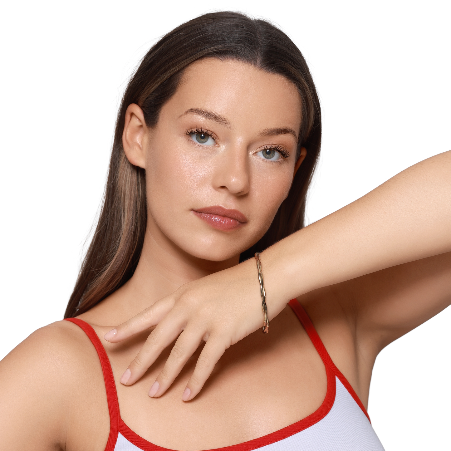 Damen Armband Lotti in Gold am Handgelenk getragen