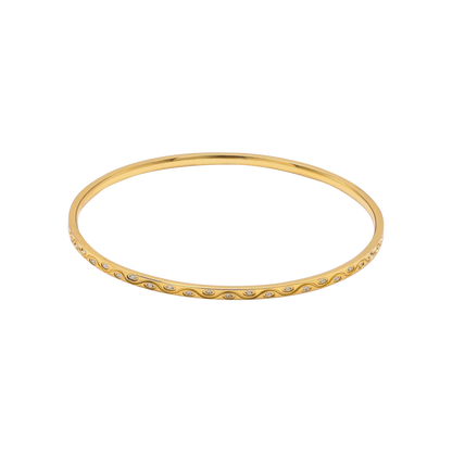 Armband Damen Edelstahl Aerin in Gold - Armreif mit klaren Steinen