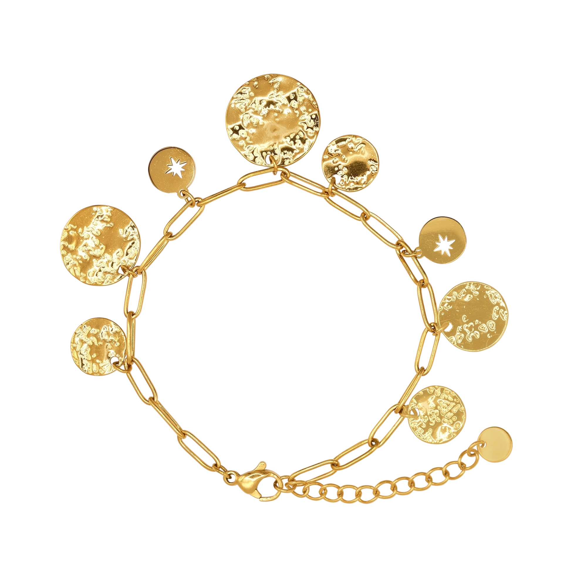 Fußkettchen Damen Gold Selene in Gold stilvoll zum Outfit gestylt