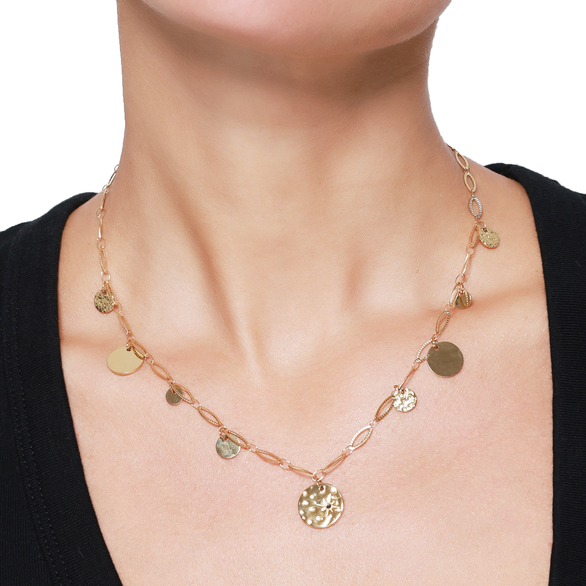 Halskette Damen Gold Selene in Gold Detailansicht der Anhänger