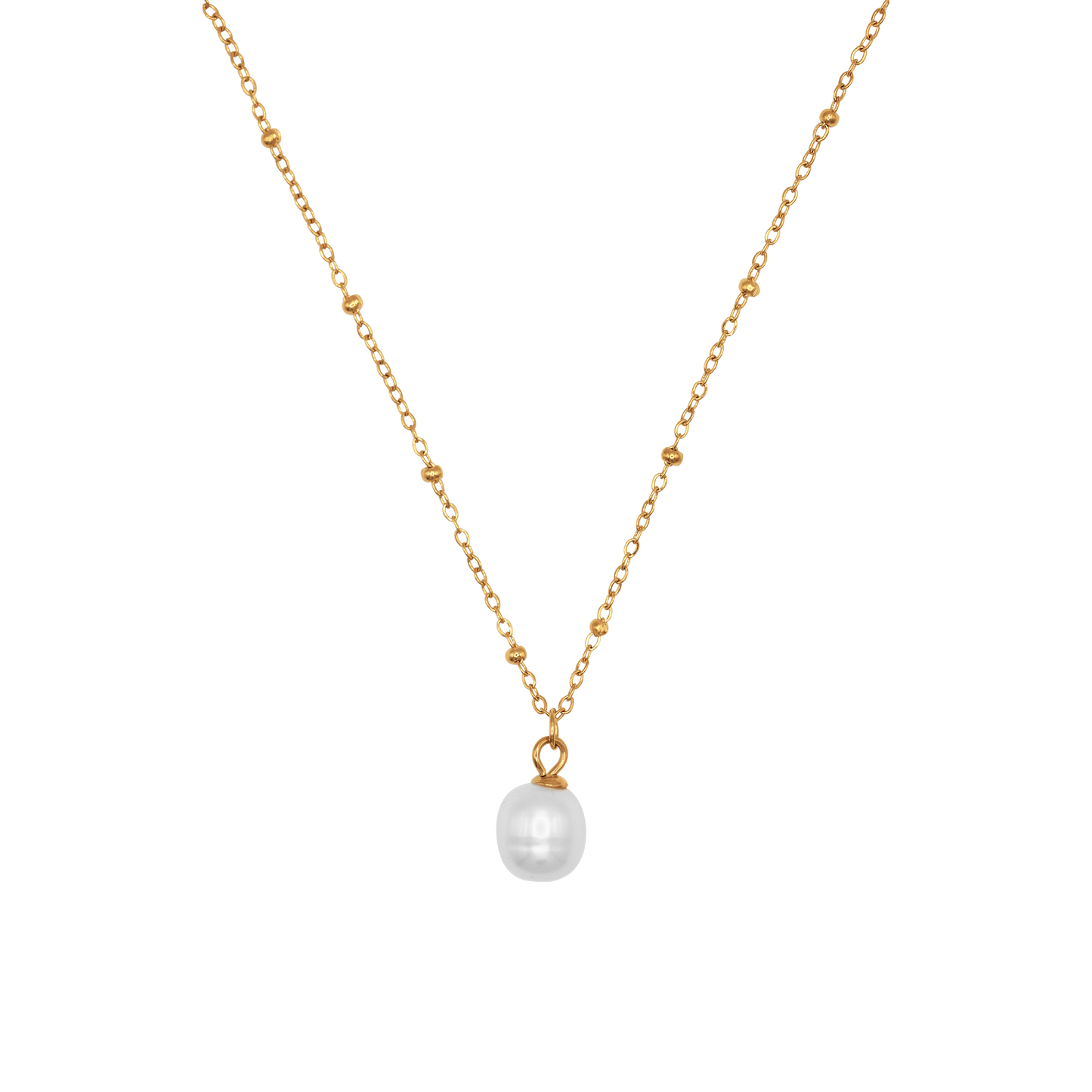 Halskette Damen Gold Camille in Gold mit weißer Perle Produktansicht