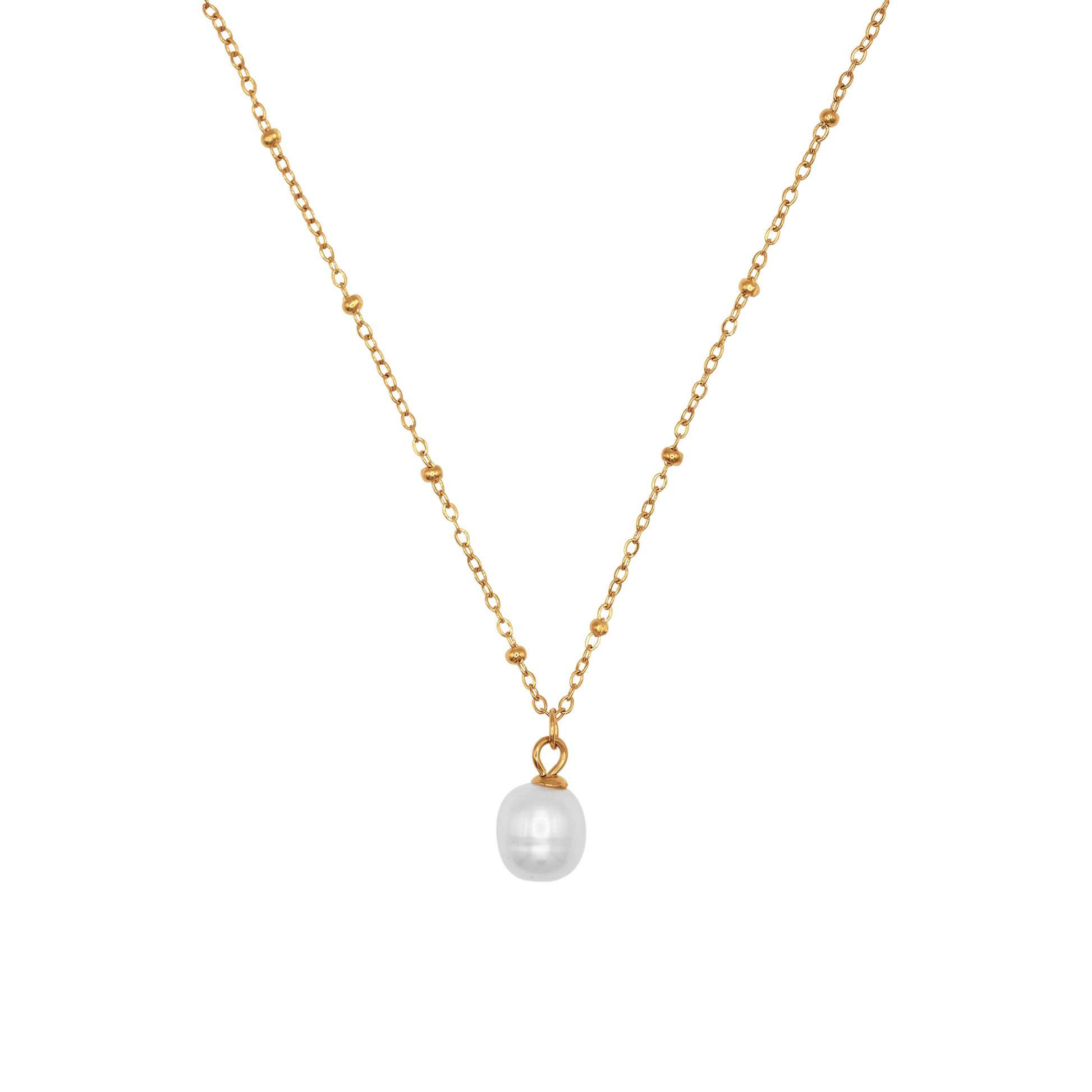 Halskette Damen Gold Camille in Gold mit weißer Perle Produktansicht