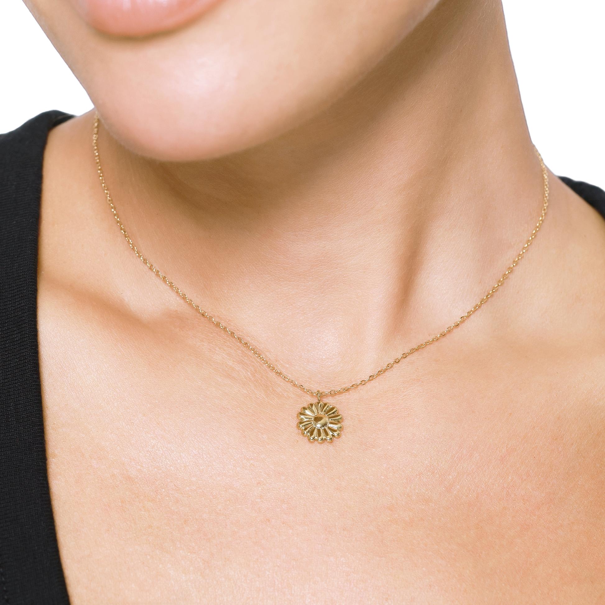 Halskette Damen Gold Moa in Gold Detailansicht des Blütenanhängers