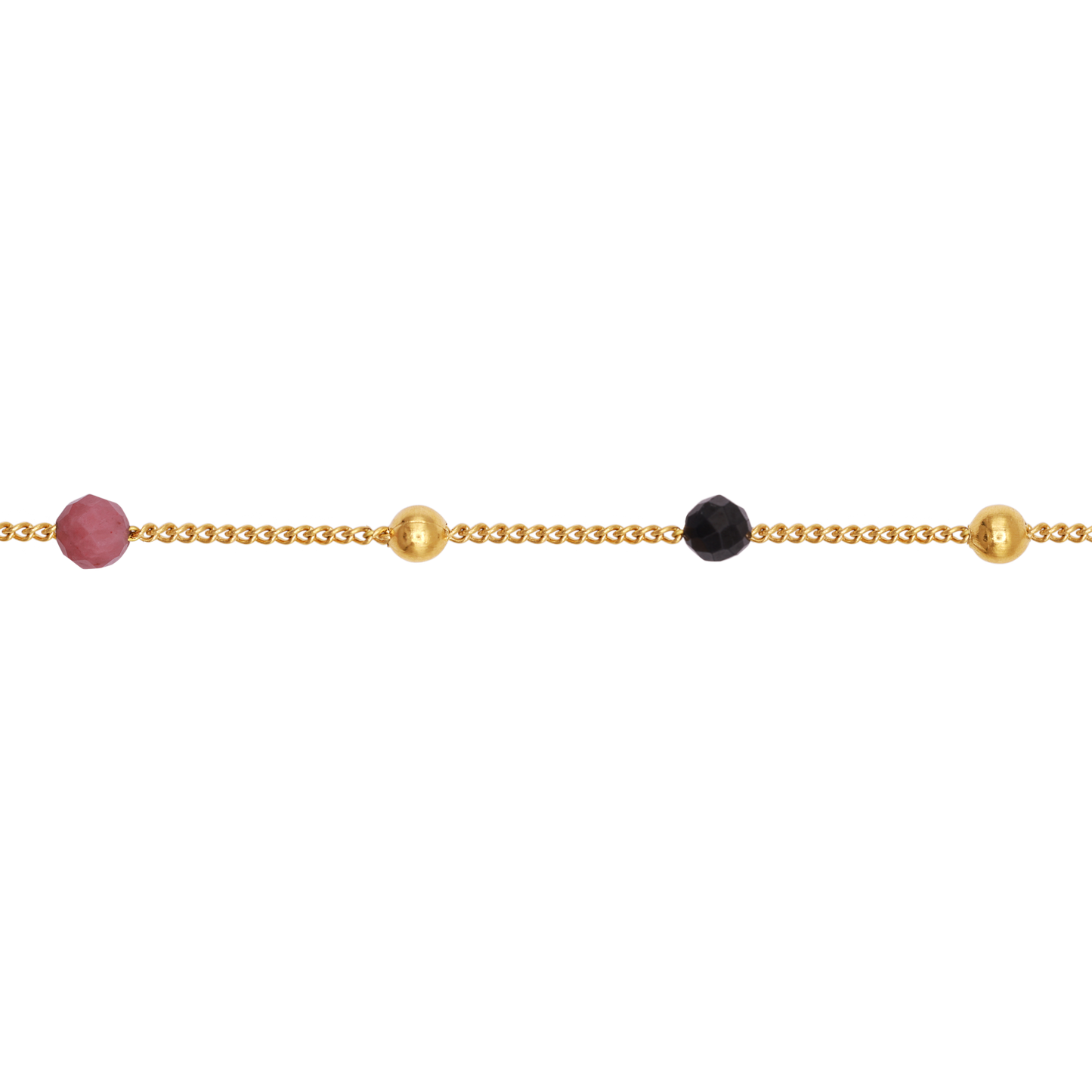 Halskette Damen Gold Amaris in Gold, Produktansicht der Kette mit Metallkugeln und Volcano-Steinen