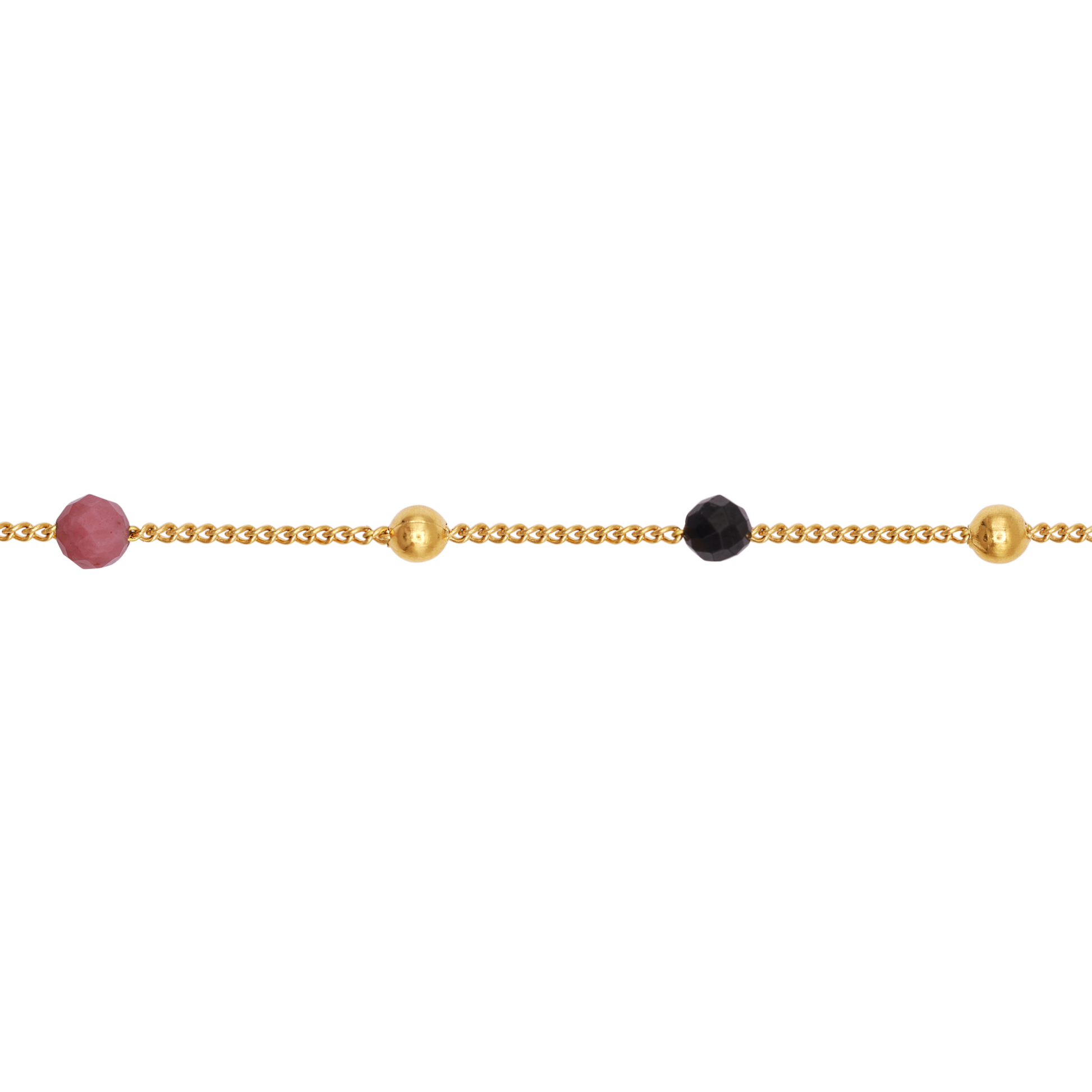 Halskette Damen Gold Amaris in Gold, Produktansicht der Kette mit Metallkugeln und Volcano-Steinen