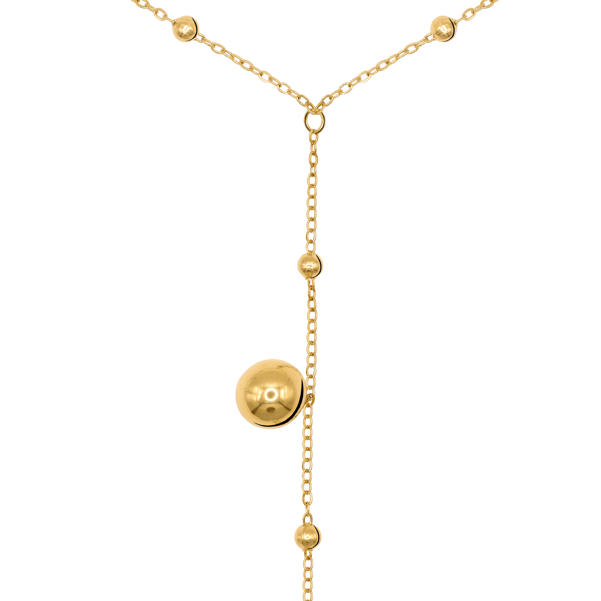 Halskette Damen Gold Melia in Gold, Produktansicht der Y-Kette mit schimmernden Kugeln