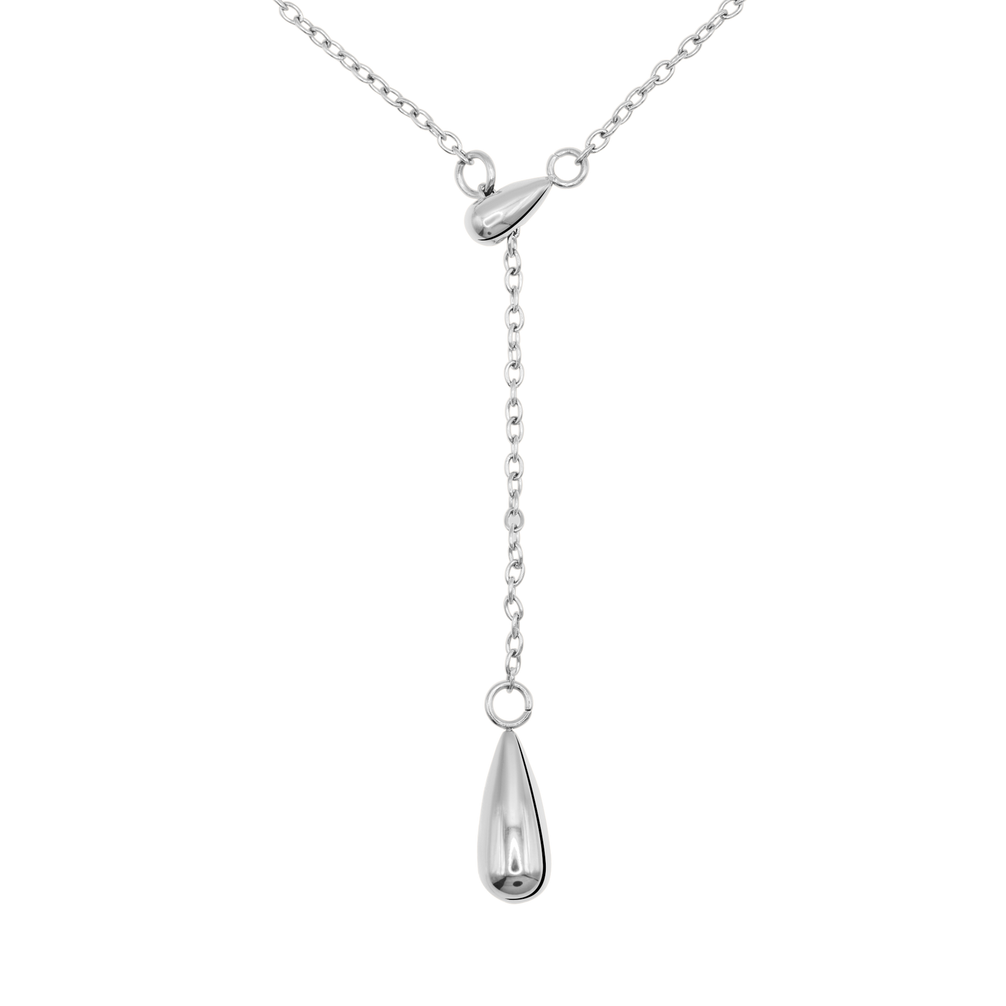 Halskette Damen Edelstahl Eulalie in Silber mit Tropfenanhaenger - Produktbild