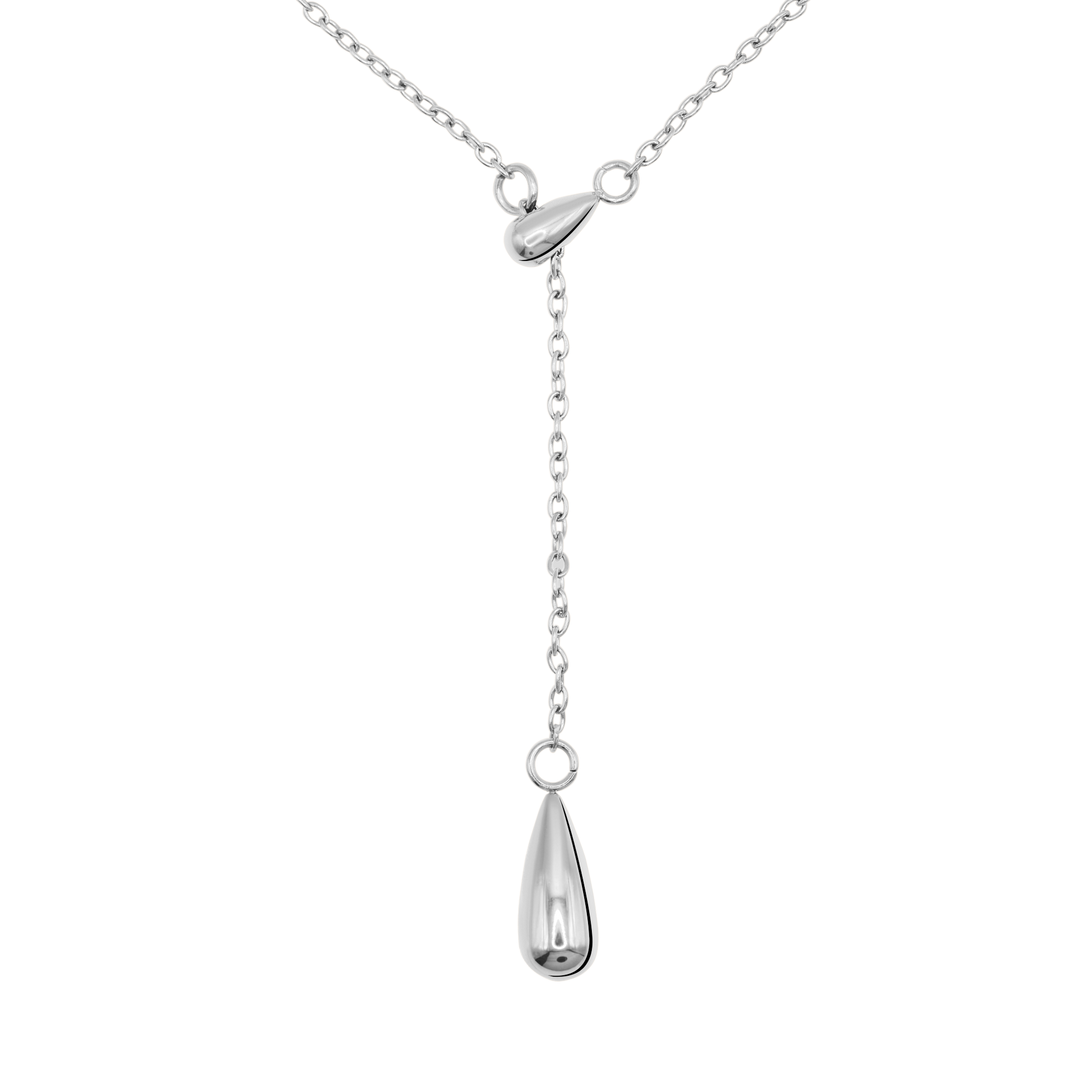 Halskette Damen Edelstahl Eulalie in Silber mit Tropfenanhaenger - Produktbild