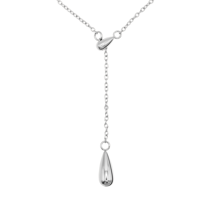 Halskette Damen Edelstahl Eulalie in Silber mit Tropfenanhaenger - Produktbild