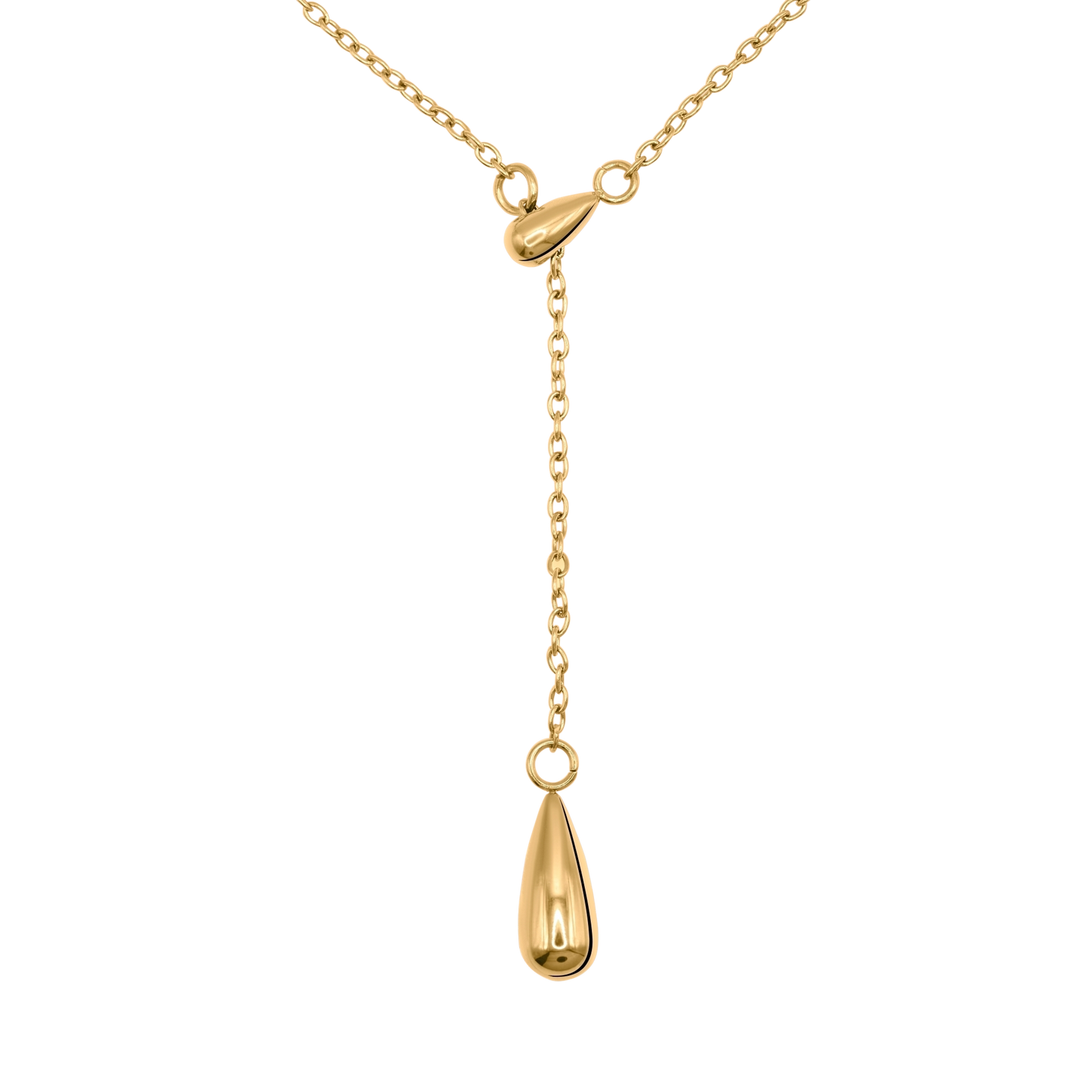 Halskette Damen Edelstahl Eulalie in Gold mit Tropfenanhaenger - Produktbild