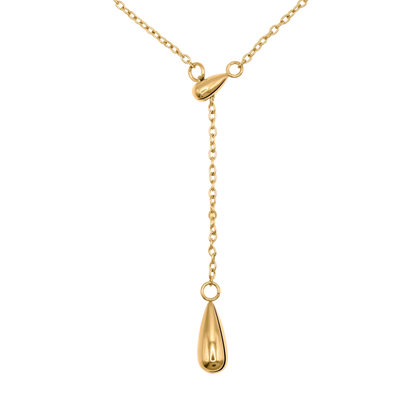 Halskette Damen Edelstahl Eulalie in Gold mit Tropfenanhaenger - Produktbild
