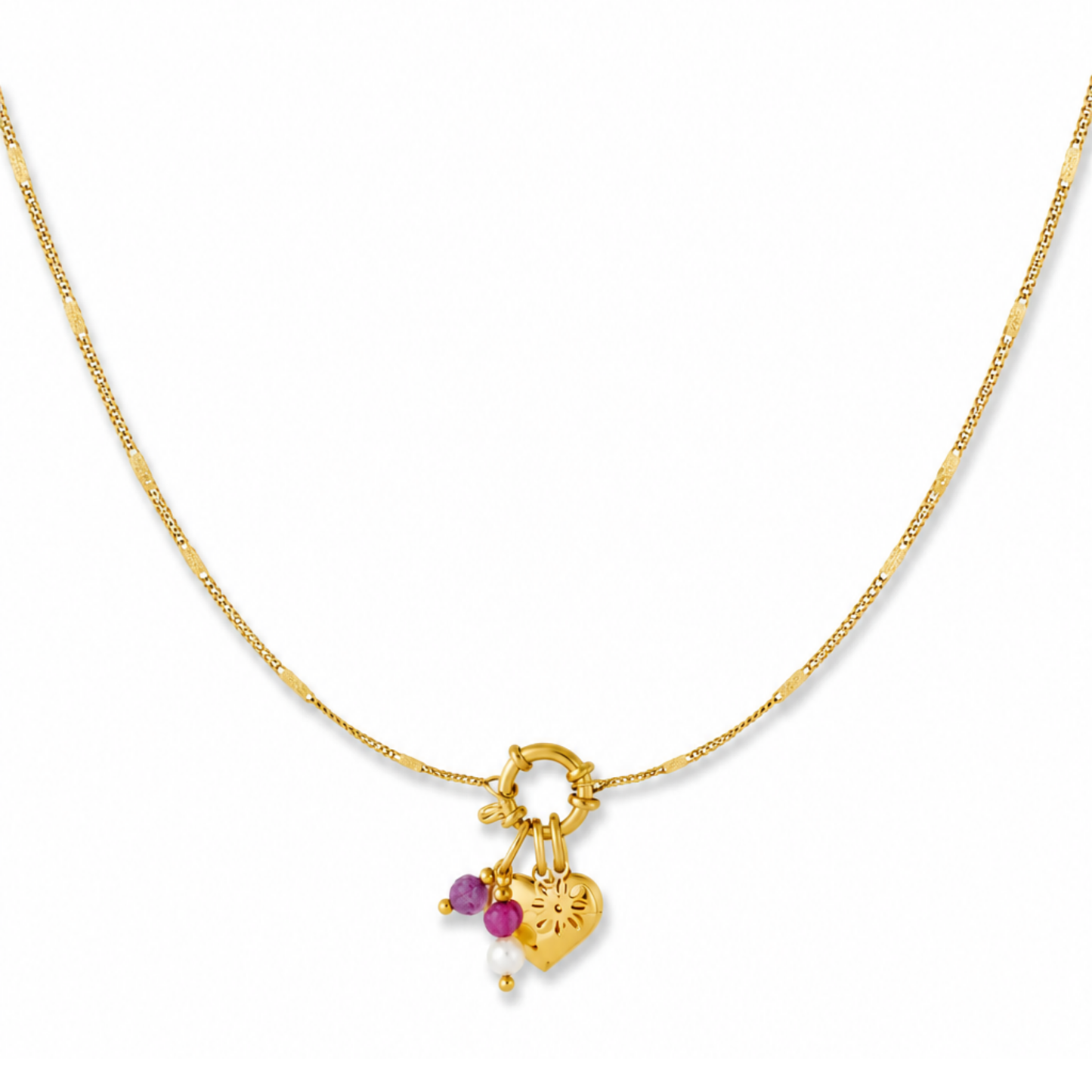 Halskette Damen Gold Lilja goldfarben - Detailansicht des Karabinerverschlusses
