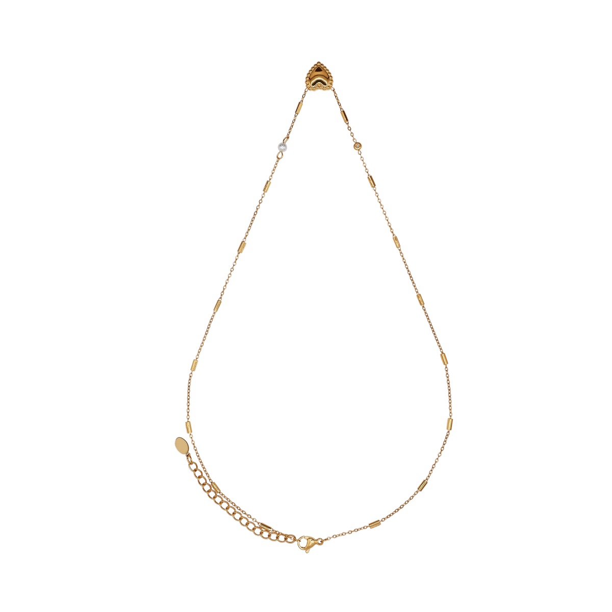 Halskette Damen Edelstahl Ludovica in Gold mit Herz und Perle - mit gratis Geschenkbox