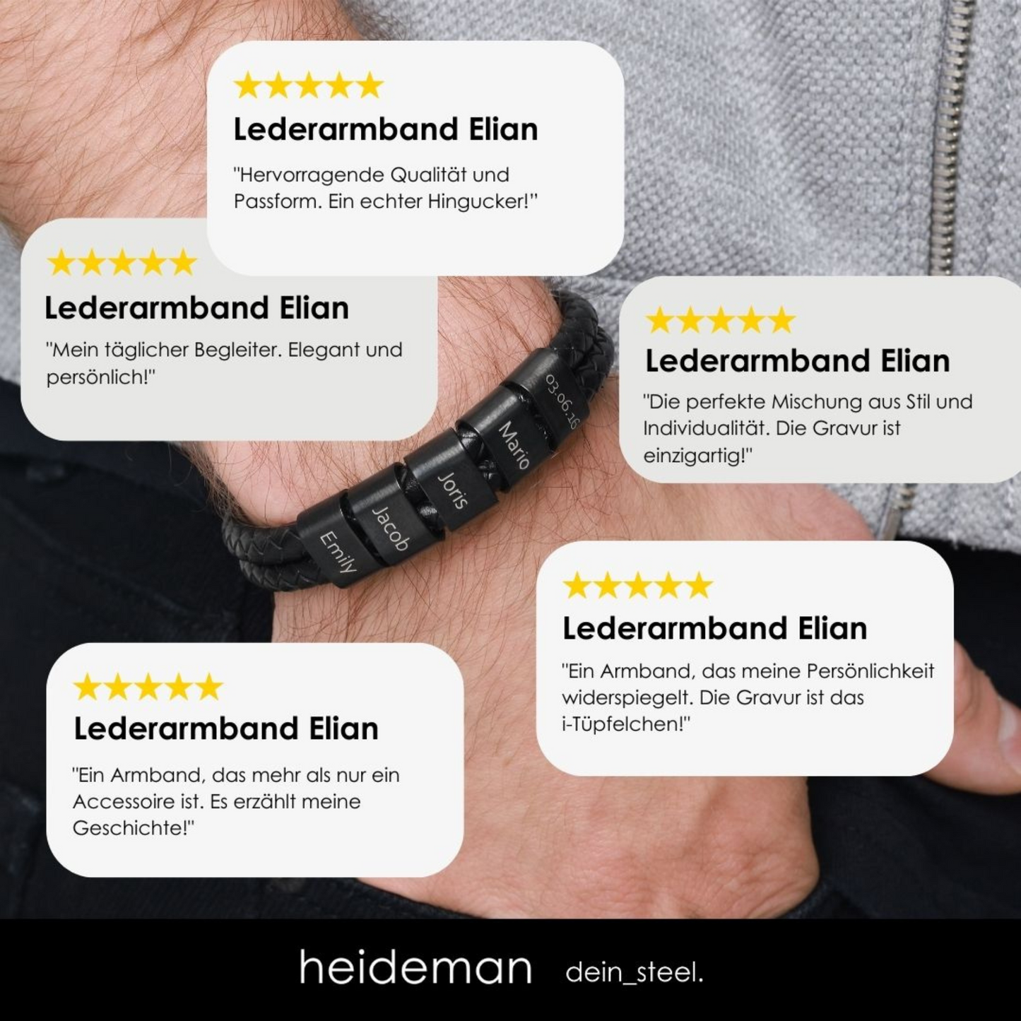 Lederarmband Elian - 5 Elemente