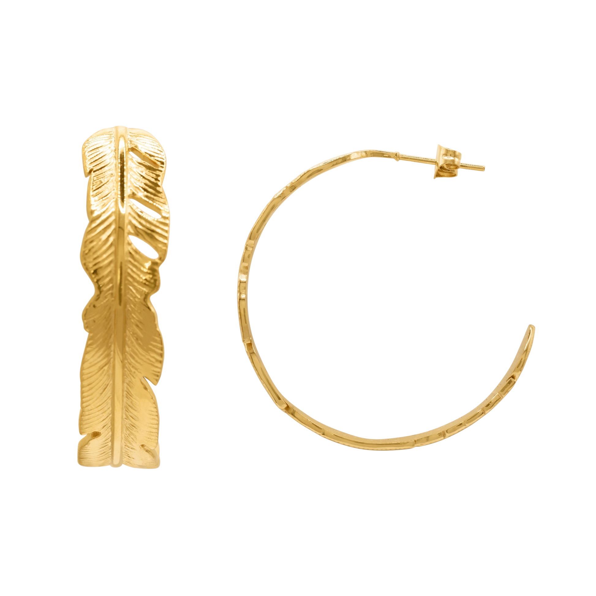Ohrringe Damen Edelstahl Berrit in Gold mit Feder-Design