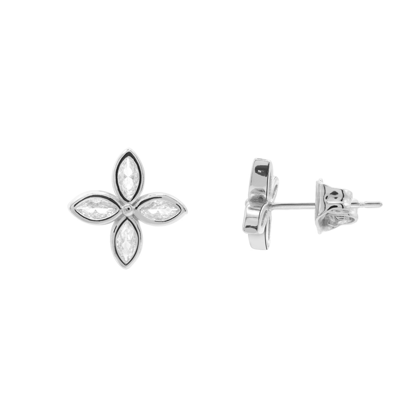 Ohrringe Damen Edelstahl Serena Silber Produktansicht mit Zirkonia