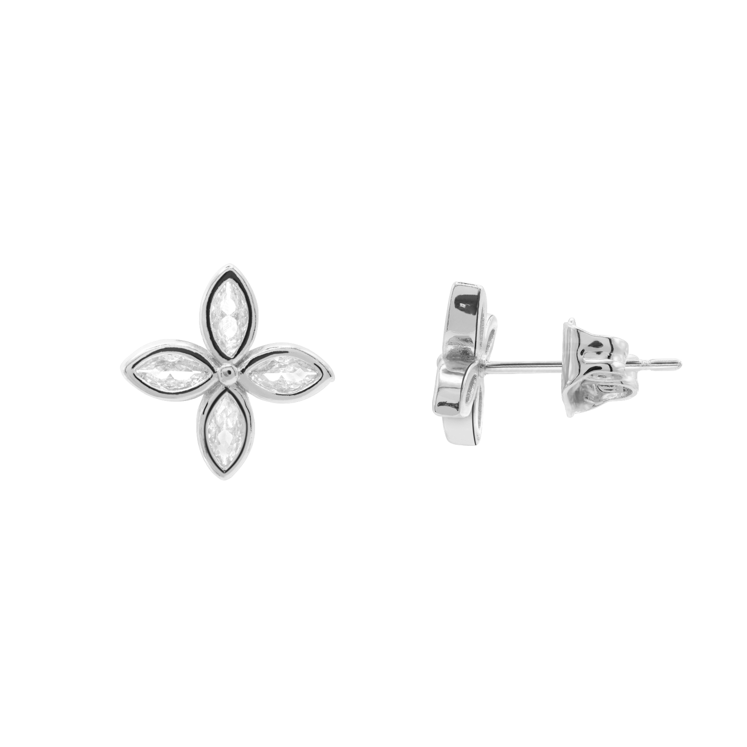 Ohrringe Damen Edelstahl Serena Silber Produktansicht mit Zirkonia