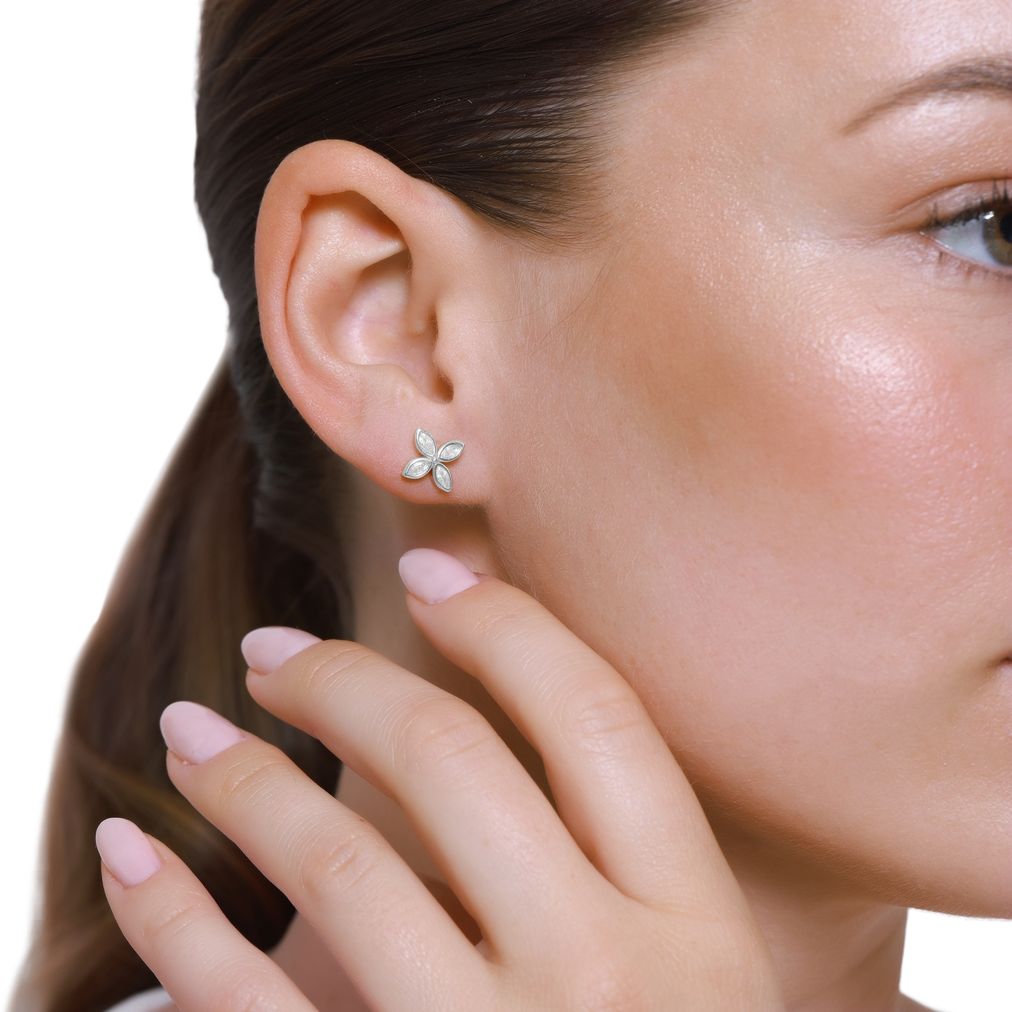Ohrringe Damen Edelstahl Serena Silber Detailansicht Zirkonia Stein