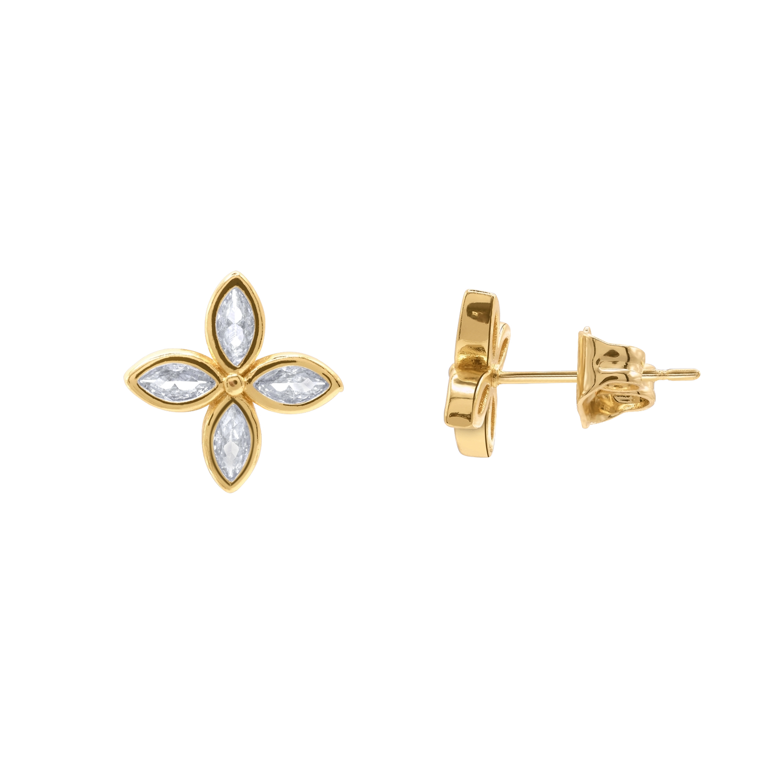 Ohrringe Damen Edelstahl Serena Gold Produktansicht mit Zirkonia
