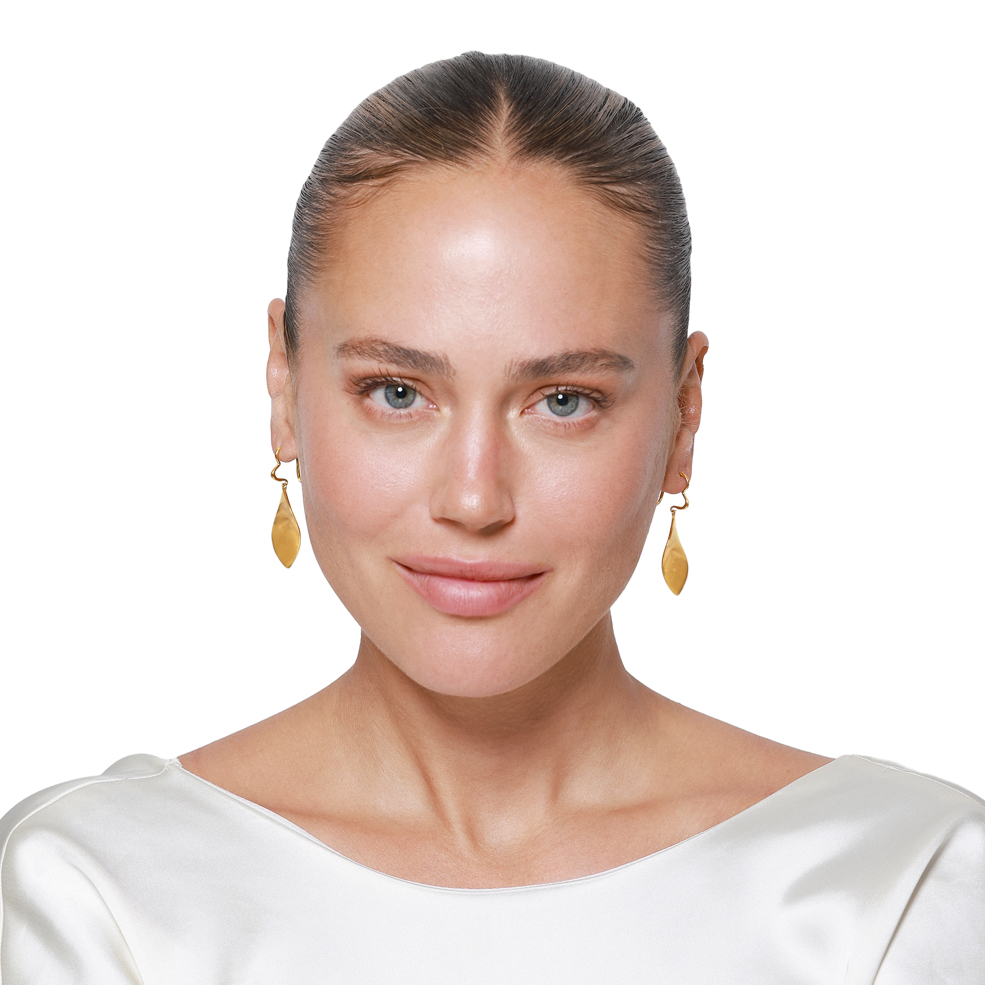 Ohrringe Damen Edelstahl Esma in Gold - getragen am Ohr