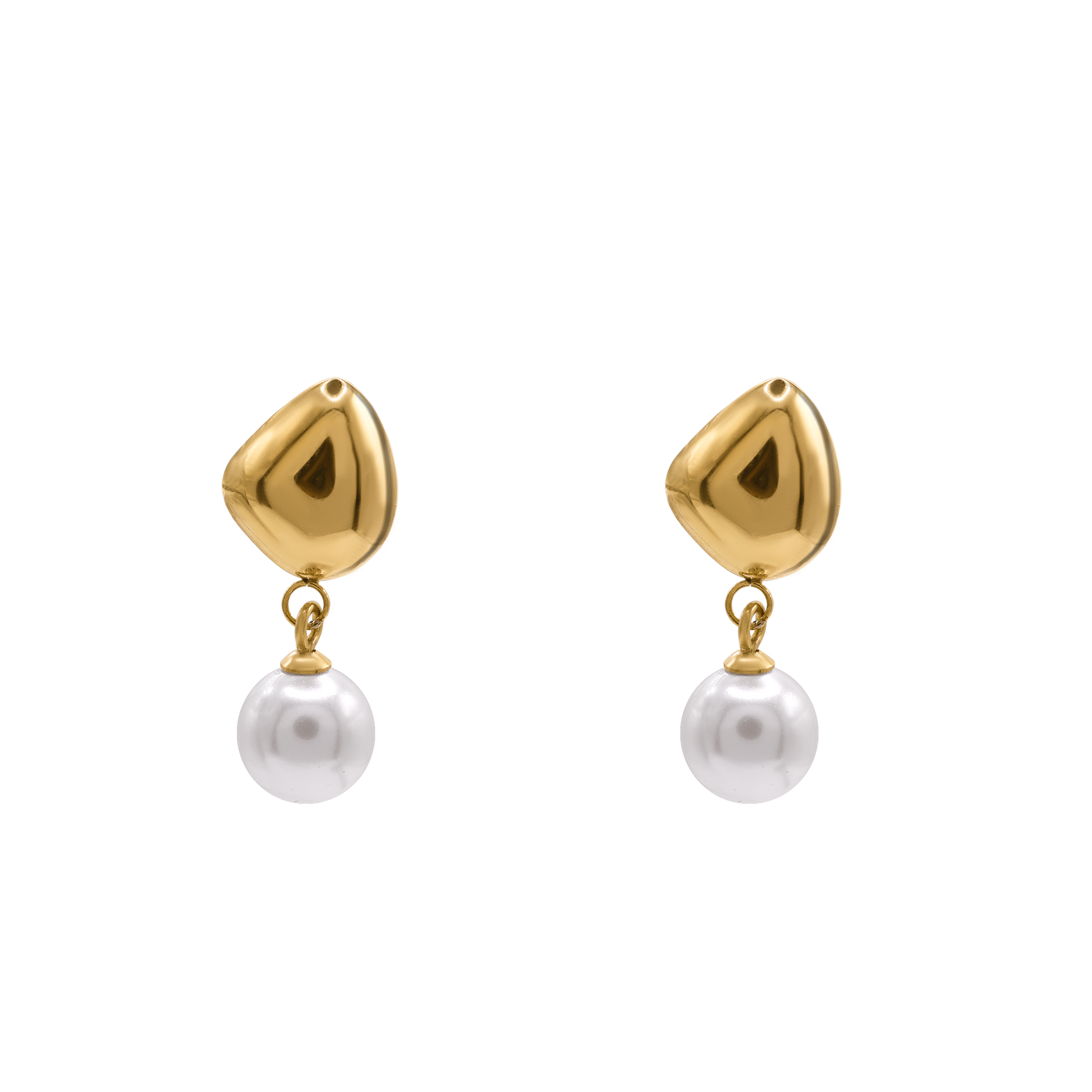 Ohrringe Damen Edelstahl Zita Gold mit weißer Perle – Detail des Steckverschlusses