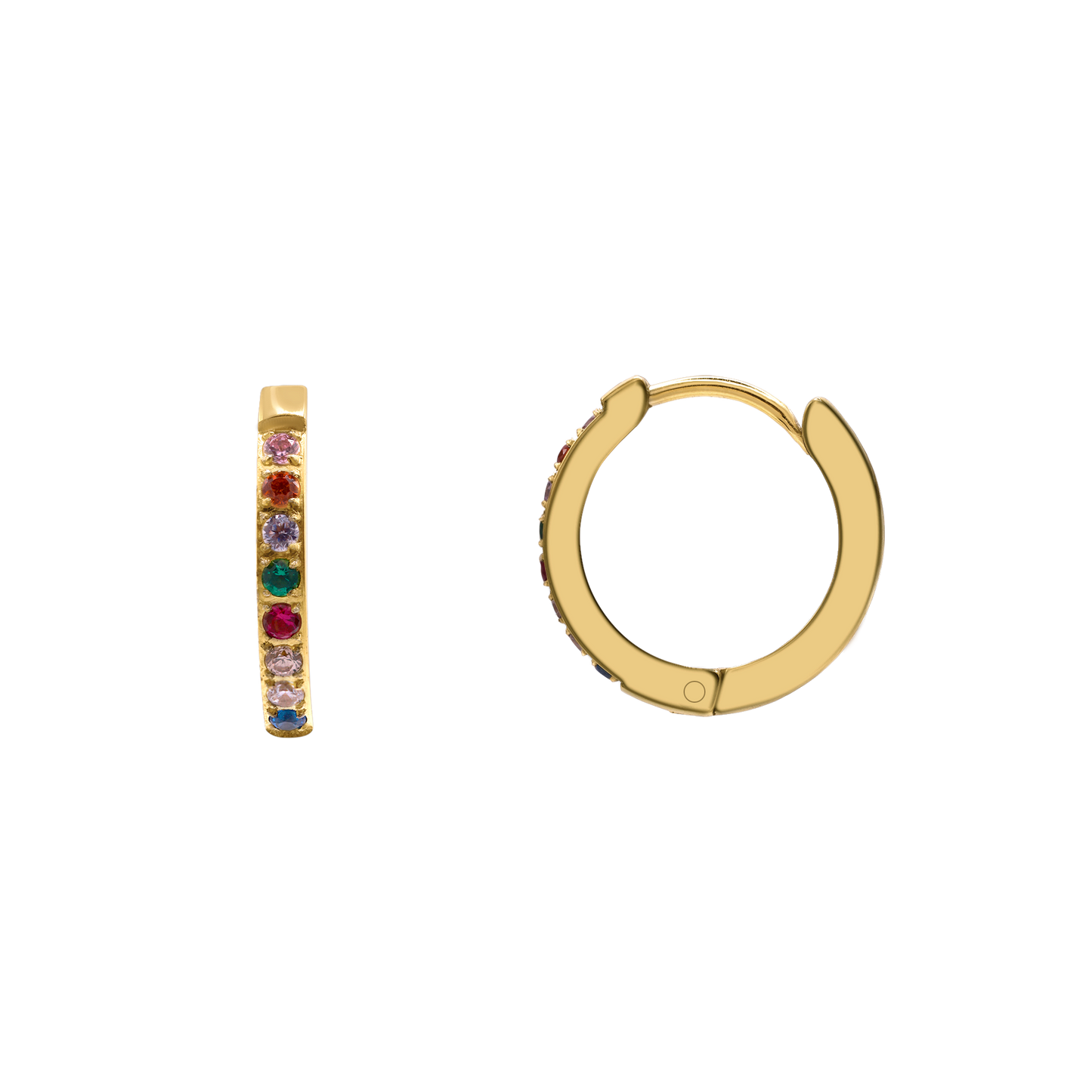 Ohrringe Damen Edelstahl Azura in Gold - Produktansicht der Creolen mit Steinen