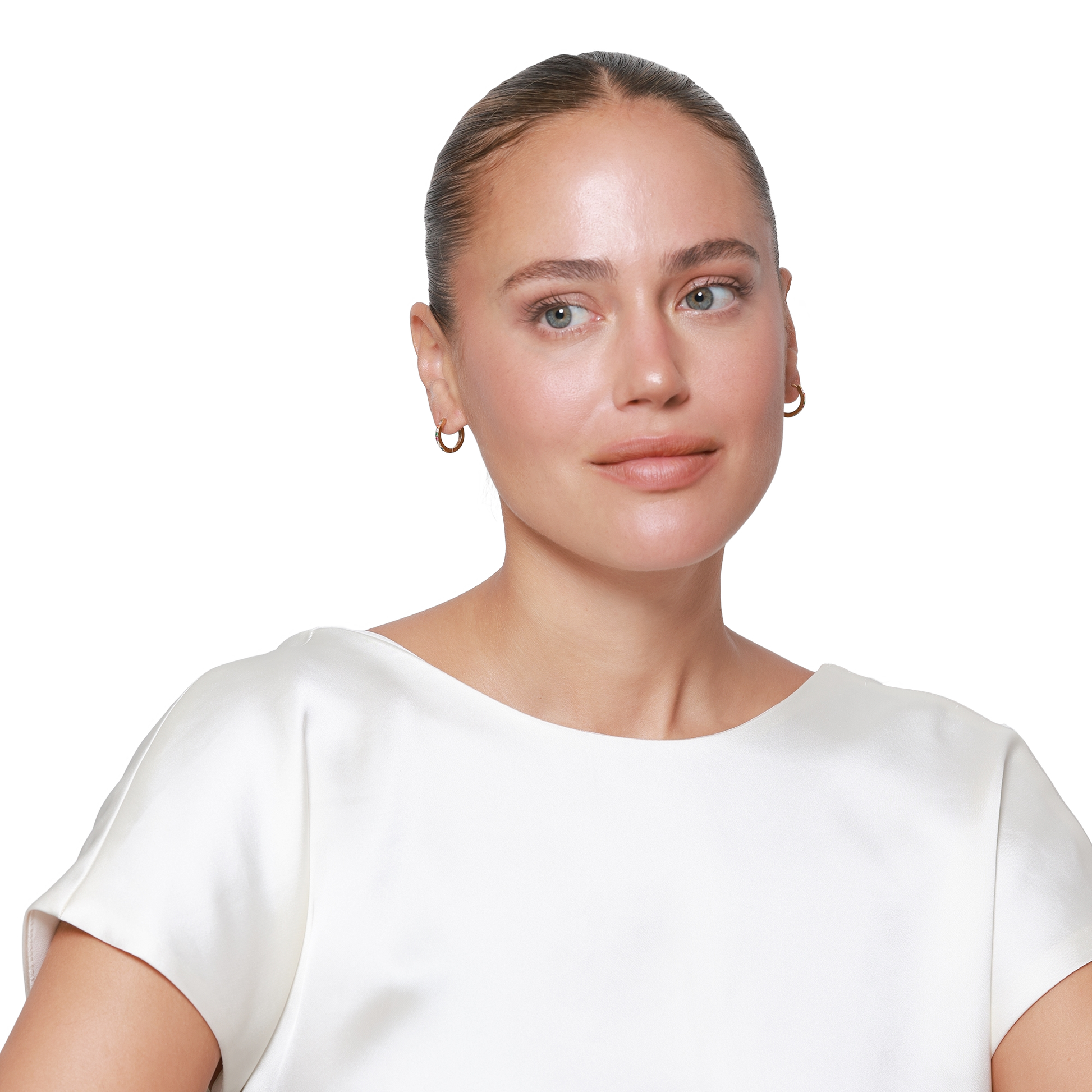 Ohrringe Damen Edelstahl Azura in Gold - getragen am Ohr