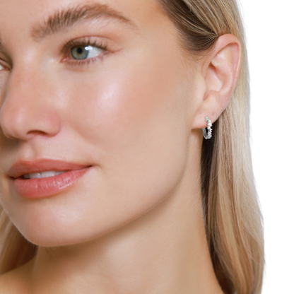 Ohrringe Damen Edelstahl Ottavia in Silber - Detailaufnahme der Steinfassung