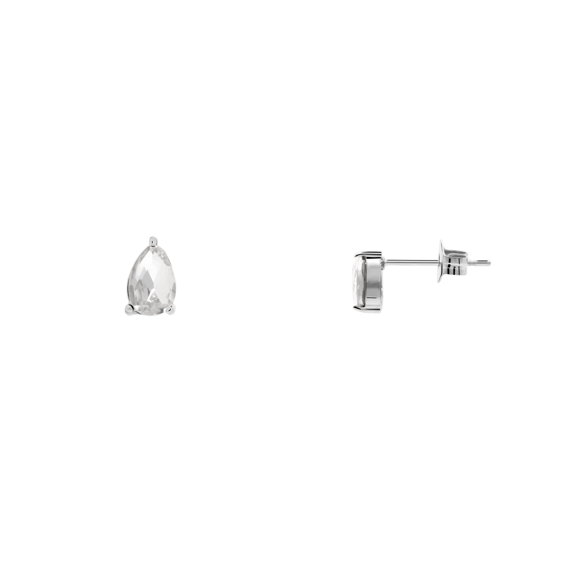 Ohrringe Damen Edelstahl Malys in Silber mit weißem Stein - Produktbild