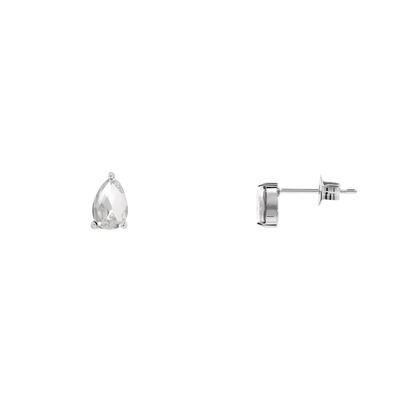 Ohrringe Damen Edelstahl Malys in Silber mit weißem Stein - Produktbild